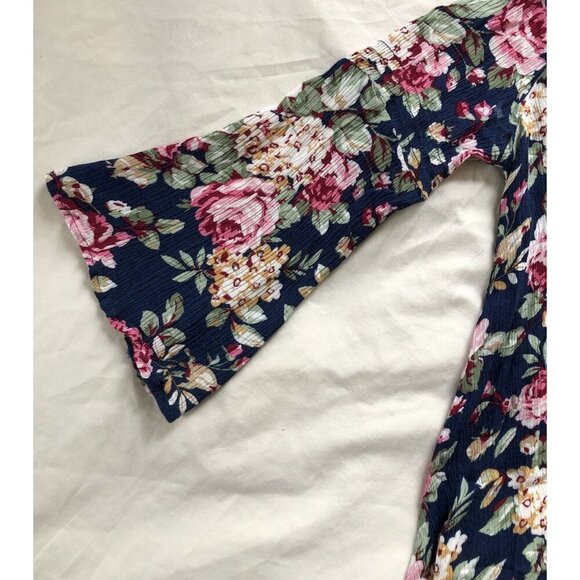 Umgee Floral Tunic Top Womens M 3/4 Flare Sleeve Oversized Bloomcore Cottage - Picture 4 of 7